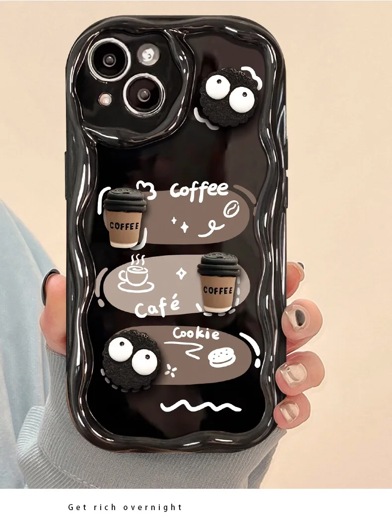 Charming 3D Cute Coffee Briquette Phone Case – Stylish Protective Cover
