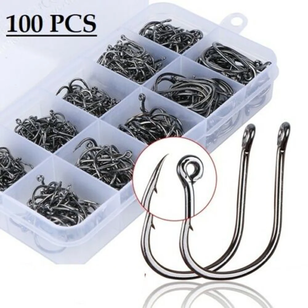 

Single Circle 100pcs Fishing Accessories Barbed High Carbon Steel Fishinghook Jig Hook Fishing Hooks Carp Hook Fishhooks