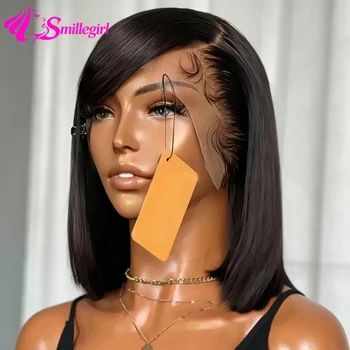 Short Bone Straight Bob Wig Human Hair 250 Density 13x6 Hd Lace Frontal Human Hair Wig 13x4 HD Lace Frontal Short Straight Lace Front Bob Wigs For Black Women Human Hair Pre Plucked 1