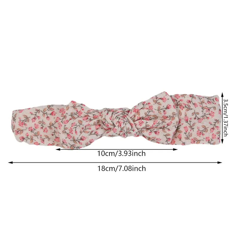 5Pcs/Set Solid Muslin Cotton Linen Baby Headband Elastic Rabbit Ear Hair Band Infant Girl Turban Headwraps Stretch Accessories - Image 4