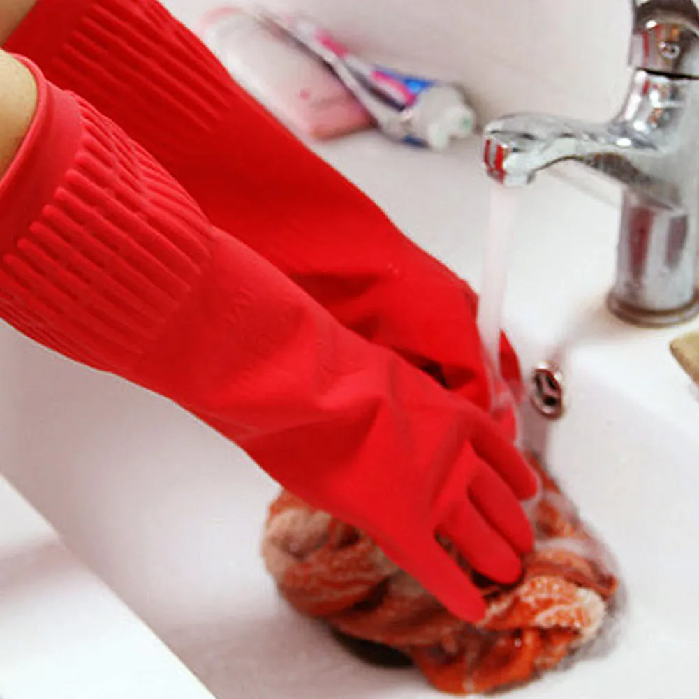 38cm Latex Long Gloves Aquarium Fish Tank Industrial Thick Protective Gauntlets Waterproof Rubber Dishwashing Gloves Kitchen