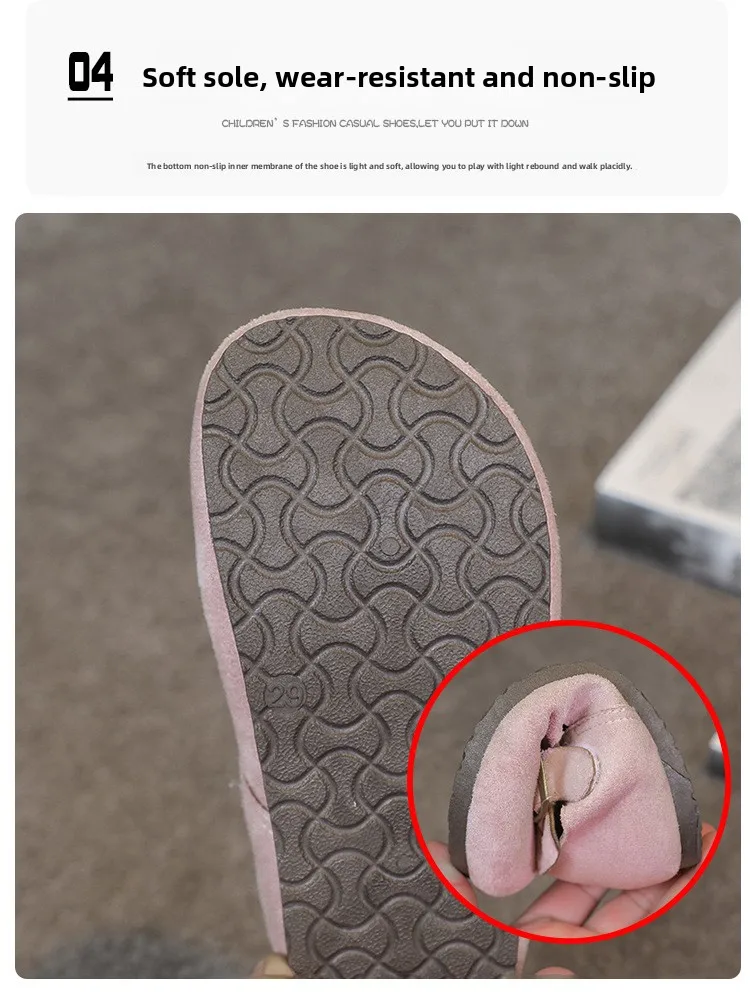 Kinder-Flachschuhe aus Wildleder für den Frühling Rutschfeste Weiche Sohle 2026 Brandneue Jungen- und Mädchen-Lederschuhe Retro Trendig – Detail 7