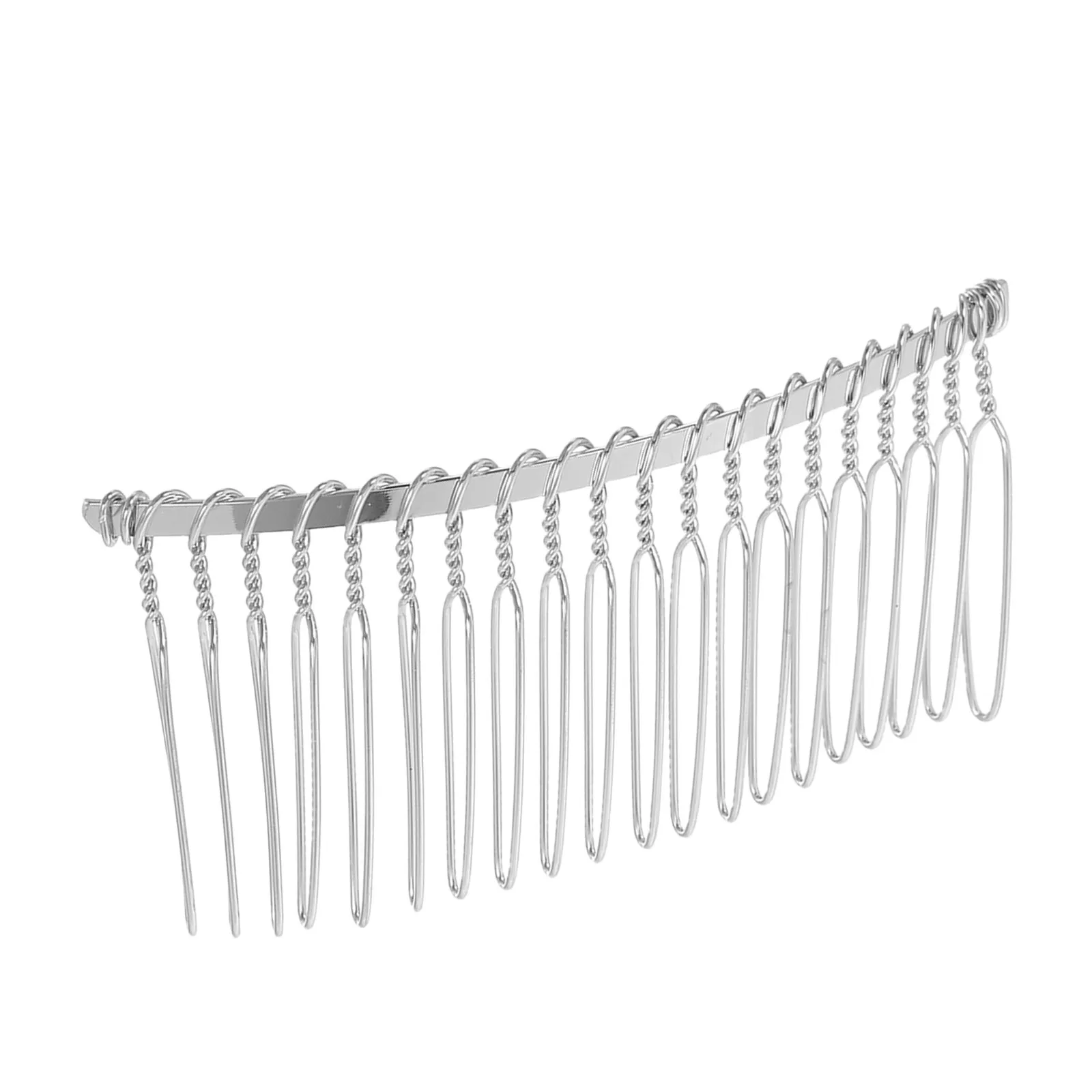 7.8cm 20개의 빗살이 있는 철제 헤어 빗, 신부 웨딩 베일 DIY 헤드 드레스 공예용 은색 금속 헤어 빗