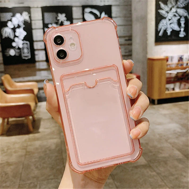 Clear Phone Case with Card Holder and Bag Holder Attachment
