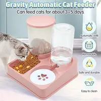 Automatic Cat Feeder Water Dispenser Set, 2 In 1 Tilted Automatic Pet Food And Water Feeder Gravity Food Feeder and Waterer 3
