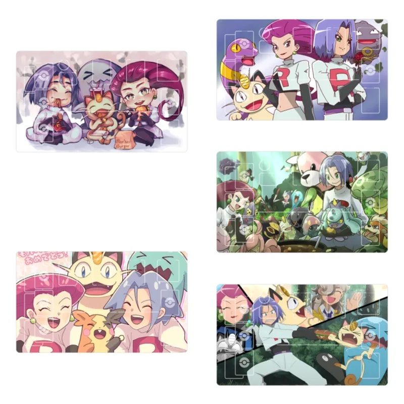 

60*35*0.2cm Anime Pokemon PTCG Dedicated GAME Card Mat Battle Against Rocket Team Series Jessie James Game Collection Toys Gifts