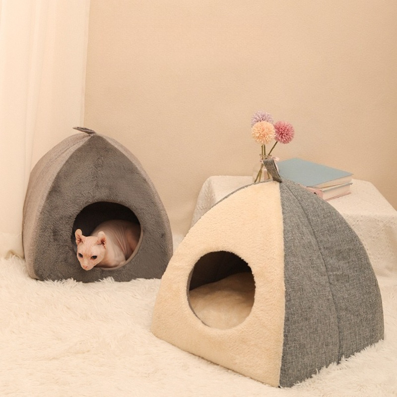 Winter Enclosed Pet Cat Bed Indoor Kitten Sofa House Warm for Small Pet Nest Cave Sleeping Cozy Mat