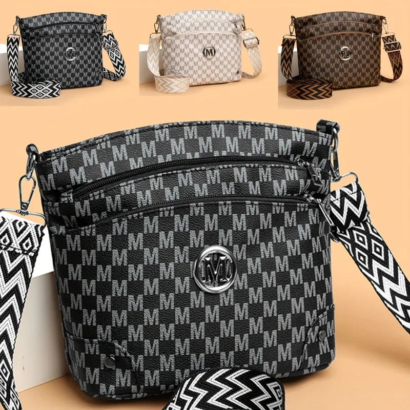 Elegant Women's Crossbody Bag with "M" Badge, Multi-Pocket, Adjustable Shoulder Strap, Women Shoulder Bag, Perfect as a Gift