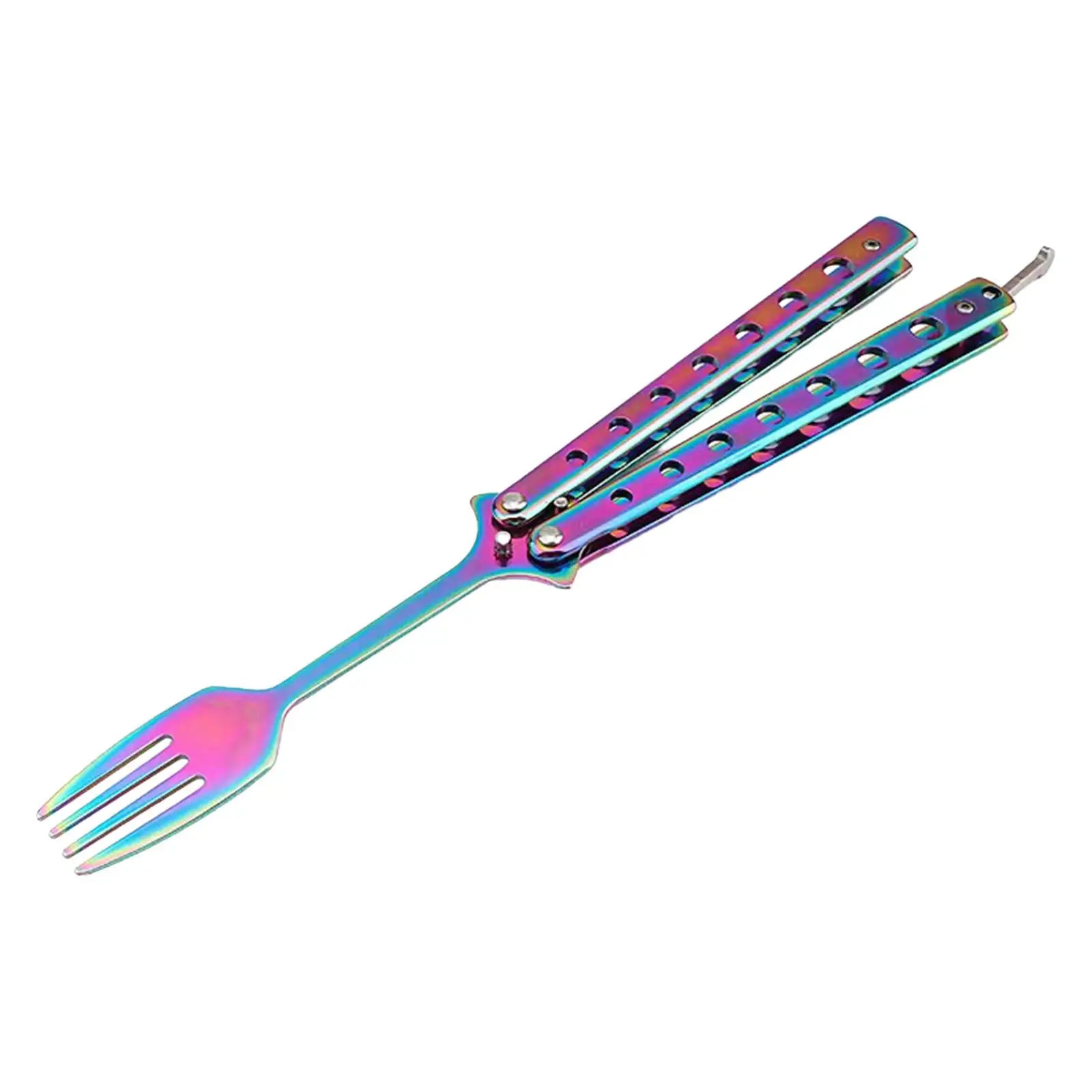 Butterfly Fork 9.06`` Portable Metal Butterfly Training Fork Outdoor Dinnerware for Travel Office Picnic BBQ Backpacking