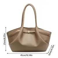 Sacs à main de luxe en cuir PU pour femmes, sacs à bandoulière sous les bras à motif litchi, couleur unie, fourre-tout de grande capacité, fourre-tout de voyage 6