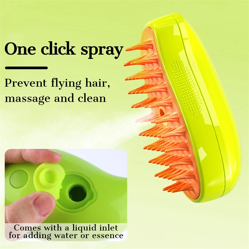 Cat Dog Pet Grooming Comb with Electric Spray Water Steam Soft Silicone Brush Kitten Pet Bath Brush Massage Pet Hair Remover