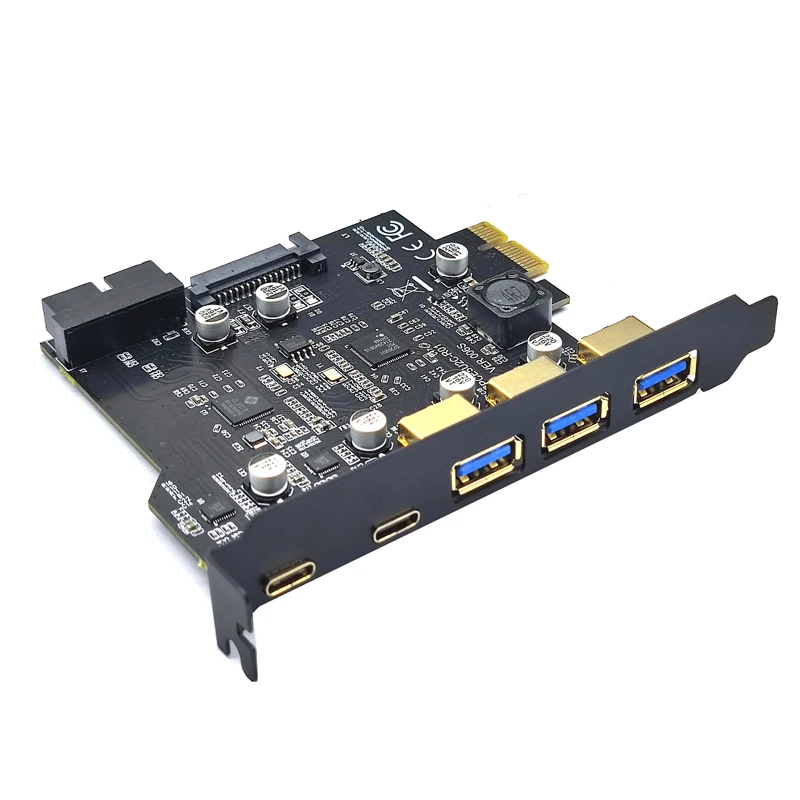 Tarjeta PCIe a USB 3.2 GEN1, Tarjeta de Expansión Frontal GEN1 USB3.2 de 5 Gbps, Tarjeta de