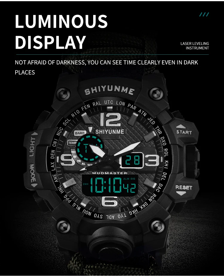 SHIYUNME Brand Men Sports Watches Fashion compass Waterproof LED Digital Watch Man Military Wrist Watch Relogio Masculino Watch