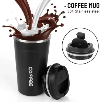 LSLANSOON 380/510ML Stainless Steel Coffee Cup Mug Leak-Proof  Travel Thermal Vacuum Flask Insulated Cup Water Bottle 2