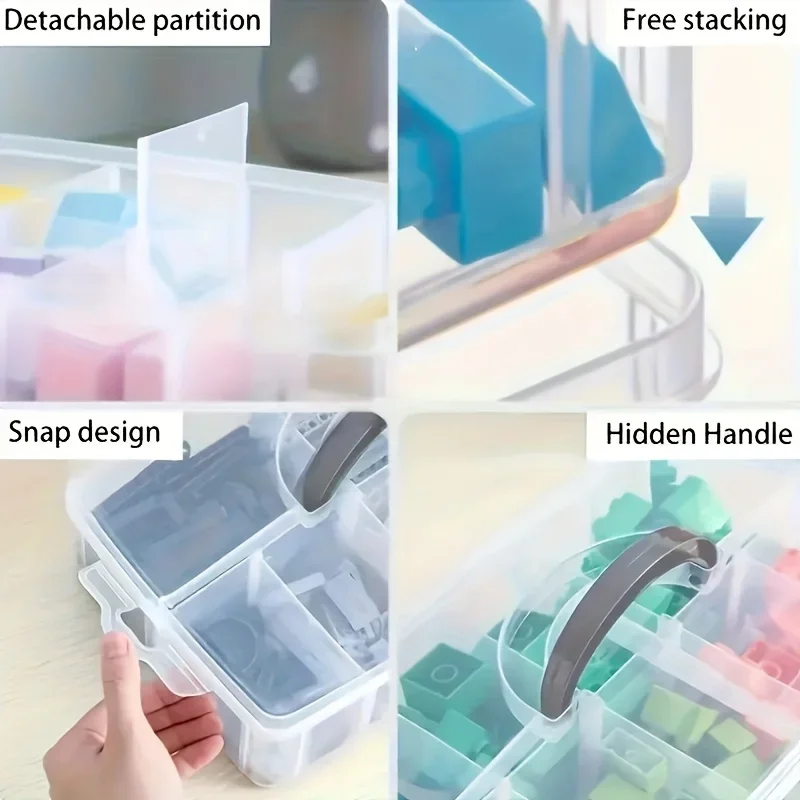 3-layer 18 Compartment Transparent Storage Box, Jewelry and Toy Storage Box, Suitable for Kitchen, Jewelry Organizer