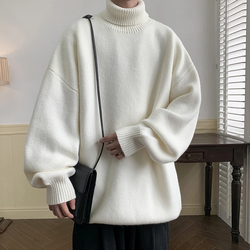 2024 Autumn Winter Men Turtleneck Sweaters Mens Oversized Warm Sweater Women Knitted Jumpers Vintage Pullovers Mens Clothing 3