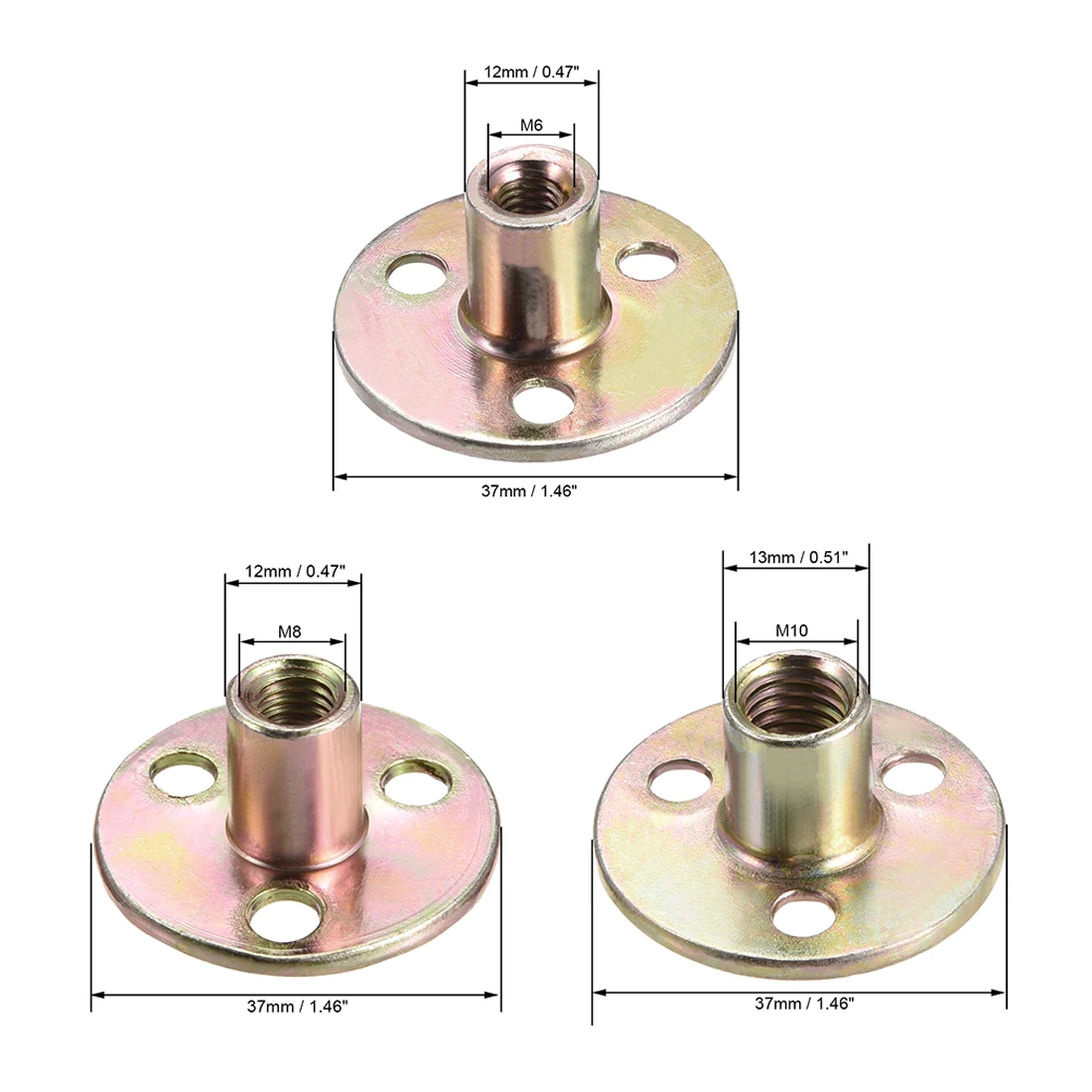 carbono m6 m8 m10 end buraco tee porca 10pcs 01
