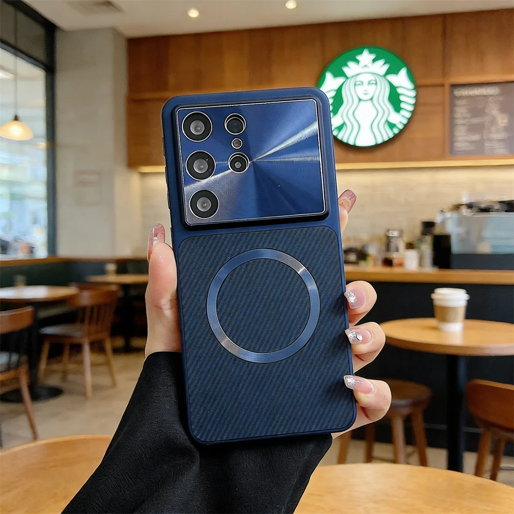 Luxury Aurora Lens Protection Magnetic Case - Shockproof Carbon Fiber Cover