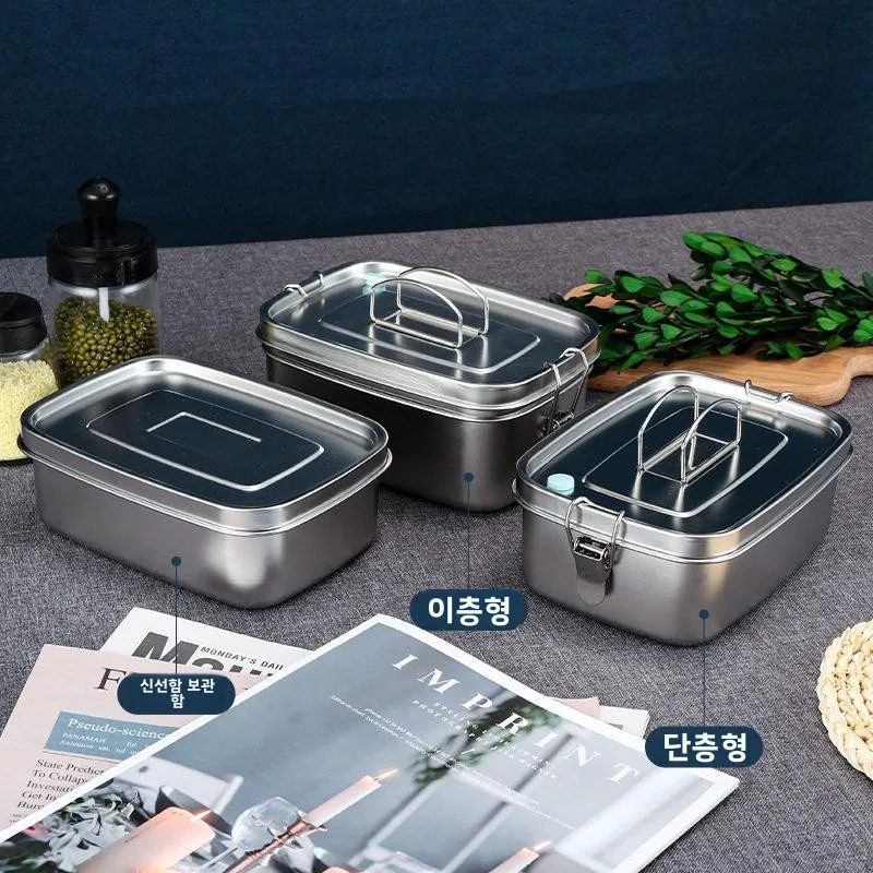 야외 캠핑용 스테인리스 304 휴대용 누수 방지 보온 피크닉 도구 신선도 유지 핸드헬드 도시락 직장인용