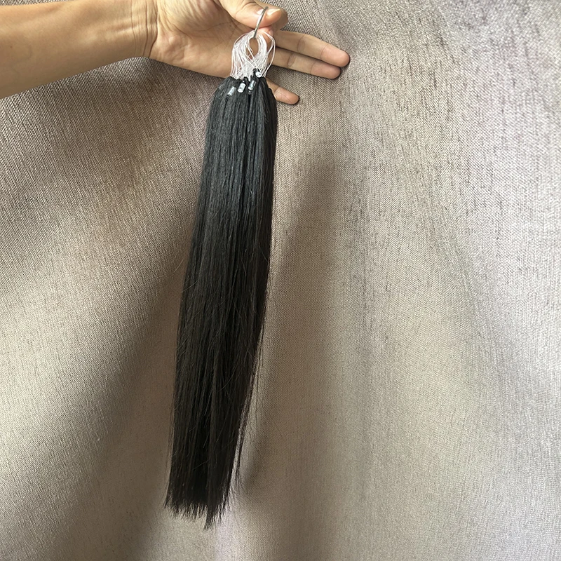 H6 Feathe Human Hair Extensions natural Straight Remy Micro Ring Hair Extensions Natural Black Loop 16-30inch Fusion Human
