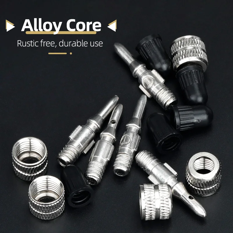 2/5PCS Bicycle Valve Replacement Inserts Dunlop Valve Copper Nuts Zinc Alloy Woods Blitz Tube Nozzle D/V Core Replacement W/ Extra Hose