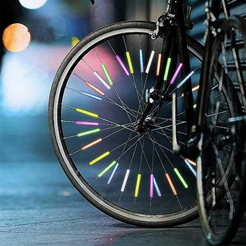 Bicycle Warning Strip Car Motorcycle Scooter Wheel Reflective Sticker Tire Rim Color Card Strip Night Vision MTB Lighting Tapes