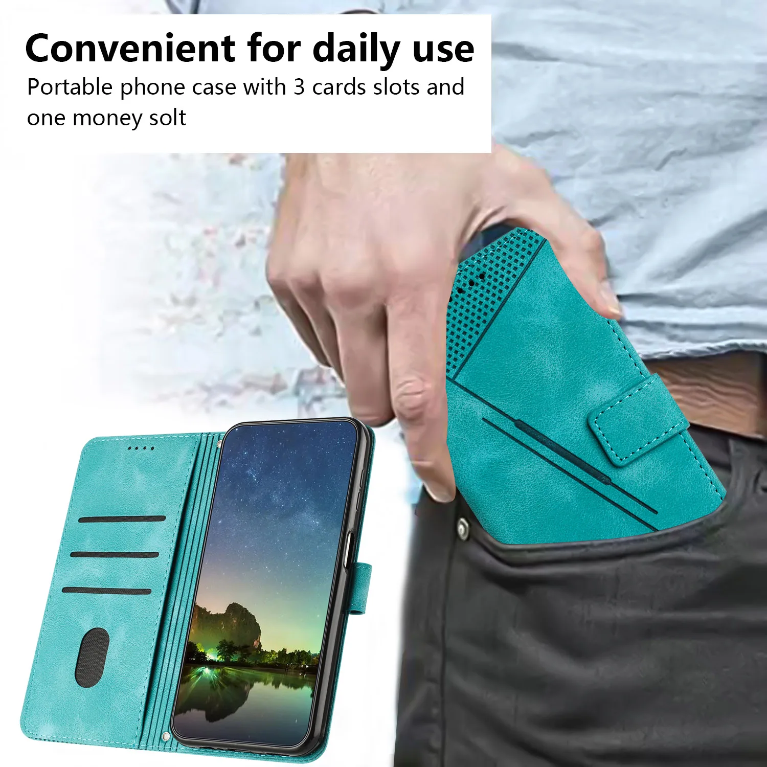 Elegant Leather Geometric Wallet Flip Cover Case
