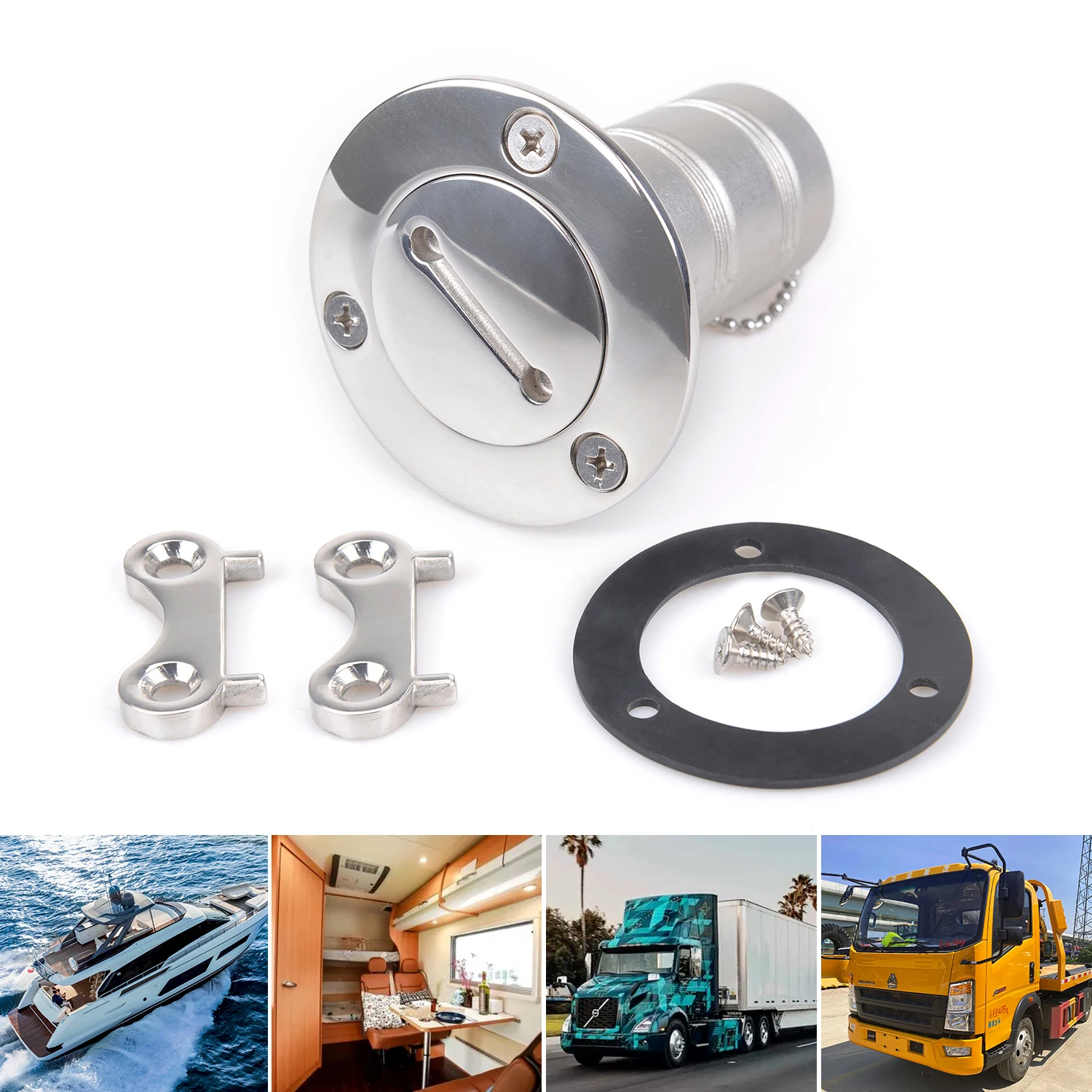 1.5 "38Mm 316 In Acciaio Inox Marine Boat Hardware Deck Filler Fuel Water Waste Diesel Gas Key Cap Carburante Acqua Gas