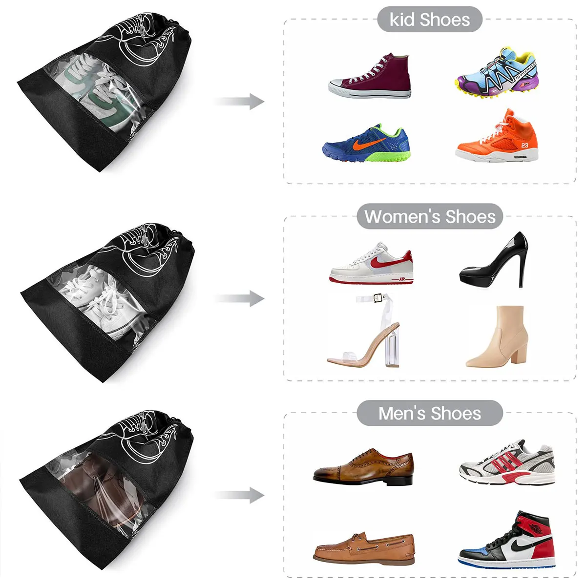 10PCS Shoes Storage Bag, Closet Organizer, Non-woven Travel Portable Bag, Waterproof Pocket, Clothing Classified Hanging Bag-liu