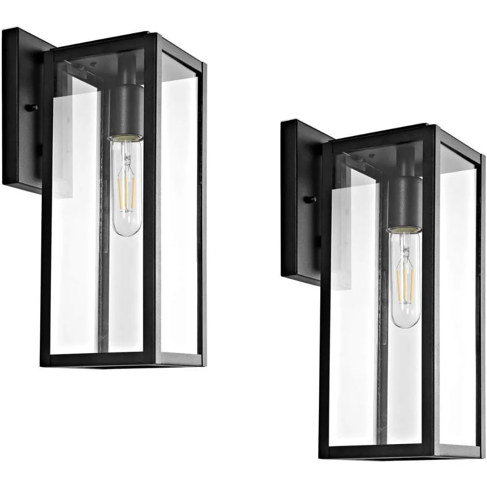 

Outdoor Wall Lantern,15"1-Light Exterior Wall Sconce Light Fixtures,Wall Mounted Single Light,Wall Lamp with Clear Glass(2 Pack)