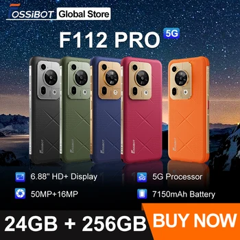 Fossibot F112 PRO 5G Rugged Smartphone 6.88" HD+ 7150mAh 24GB(8+16) 256GB Mobile Phone 50MP Environmentally Friendly Cellphone