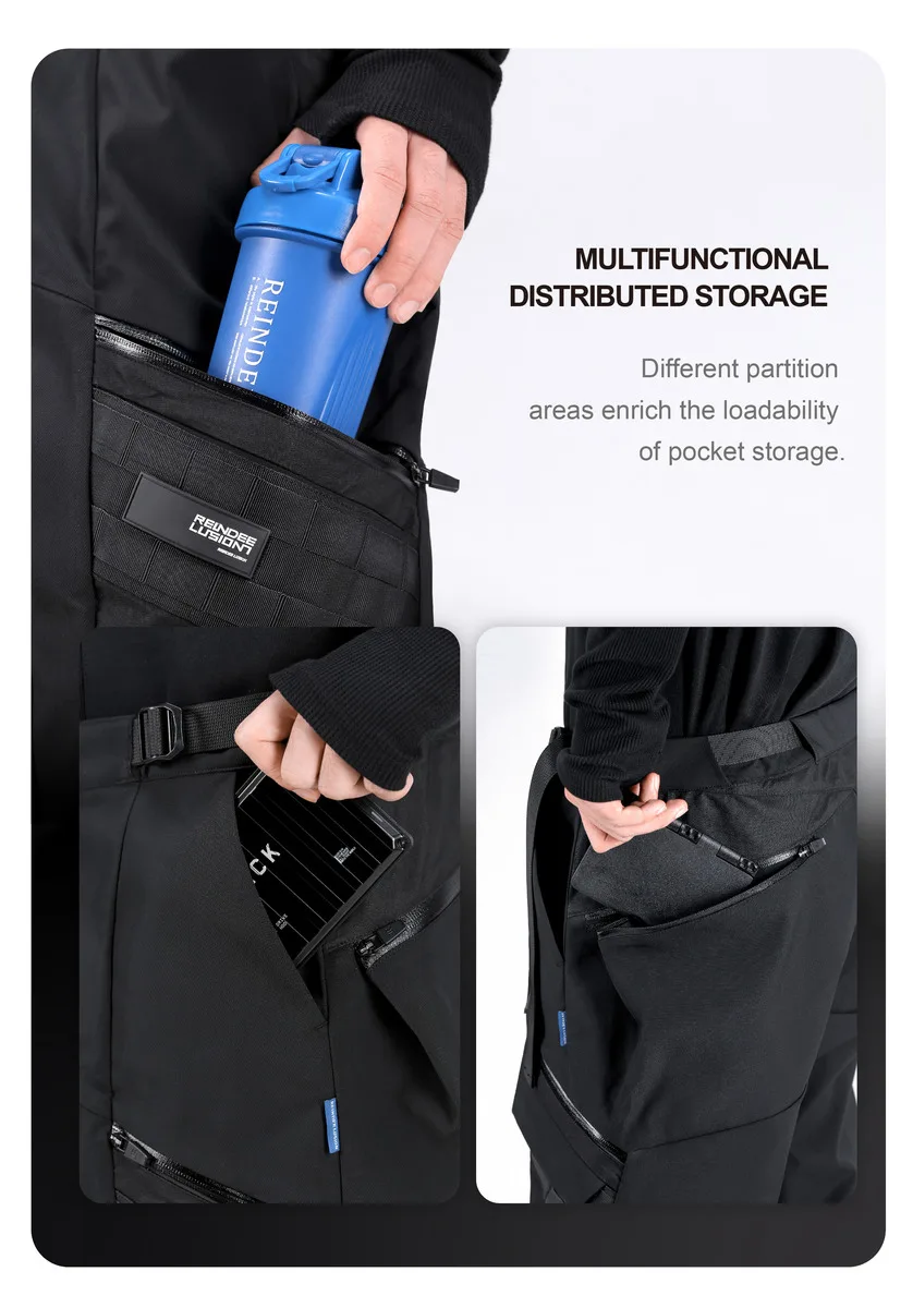 Reindee Lusion 22aw zippered pocket waterproof bunched pants molle multipocket cargo techwear gorpcore