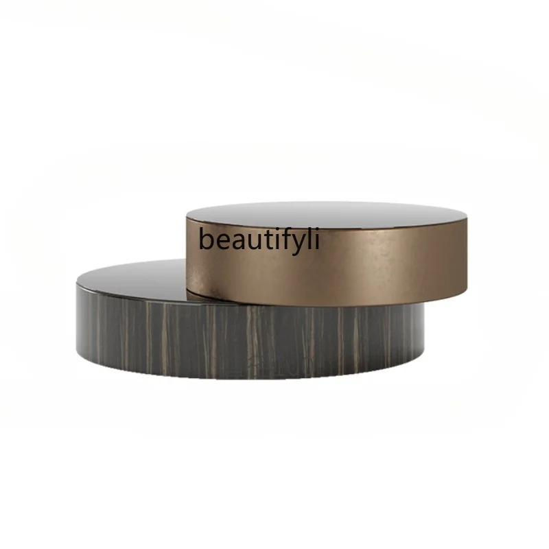 

Minimalist Master Italian Style round Tea Table Living Room Home Light Luxury Modern Tempered Glass Coffee Table Designer