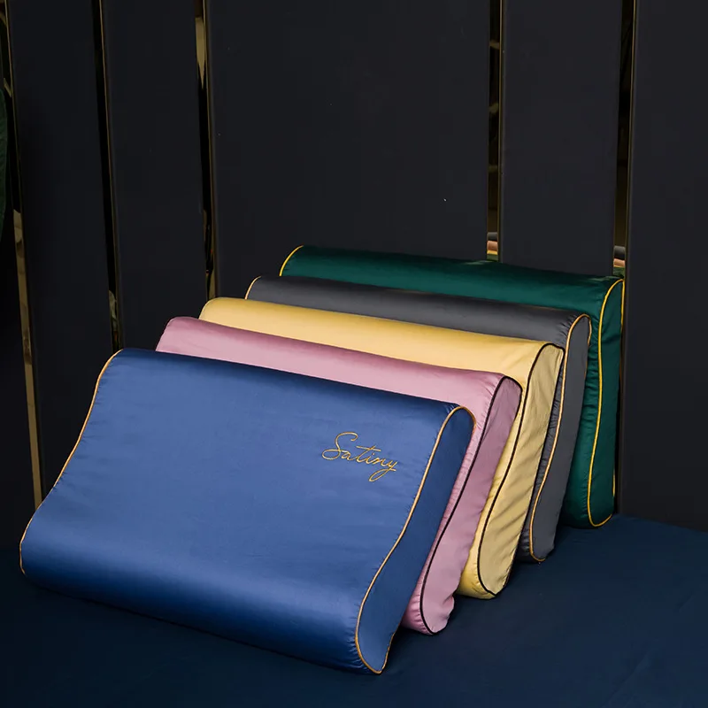 

Latex Pillowcase Adult Student Children Long-Staple Cotton Solid Color Rubber Single Memory Pillow Headgear