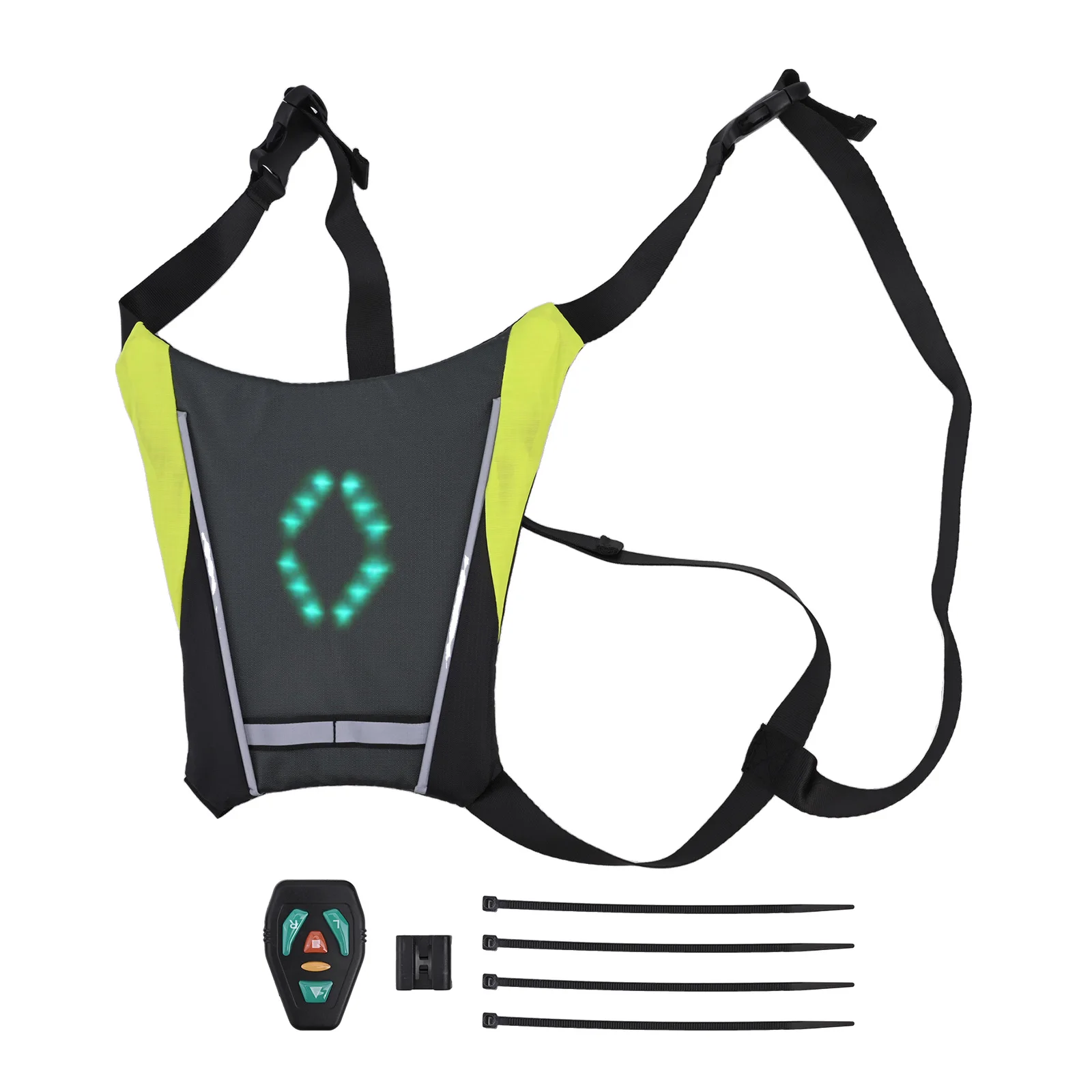 Reflective Vest Backpack Wireless Turn Signal Light 4.2V 500mAh Cycling Bag LED Signal Multi Purpose Night Running