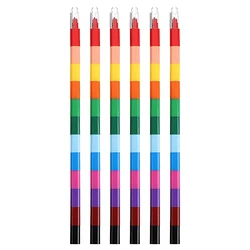Rainbow Stackable Building Block Crayons - Fun and Creative Art Supplies (6 Stackable Crayon)
