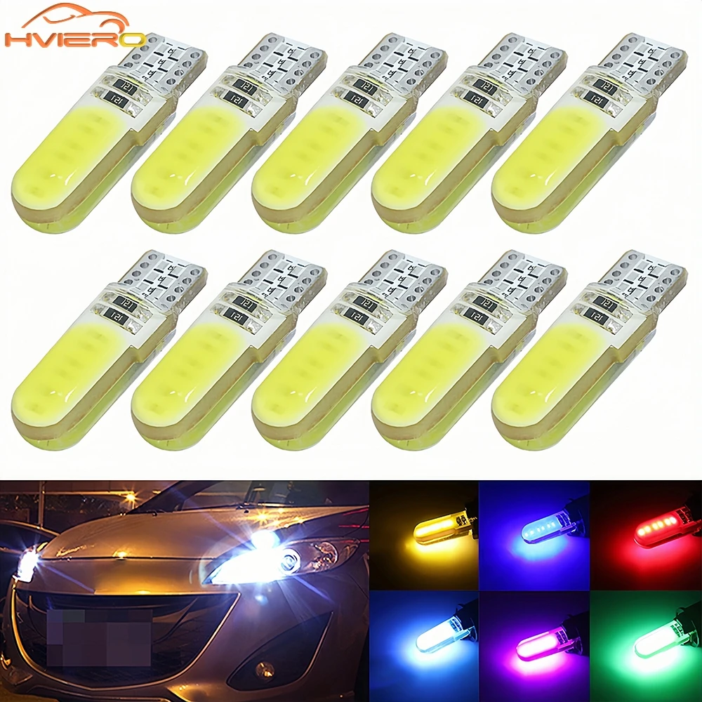 10X 194 2825 T10 COB Silicagel Waterproof Wedge Light Auto Marker Reading Dome Lamp Parking Bulbs DC12V Led Bulb Multiple Color