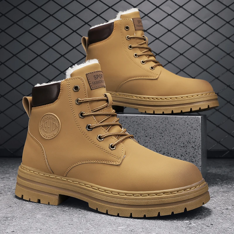 Winter Boots for Men Round Toe Thick Bottom Flexible Outdoor