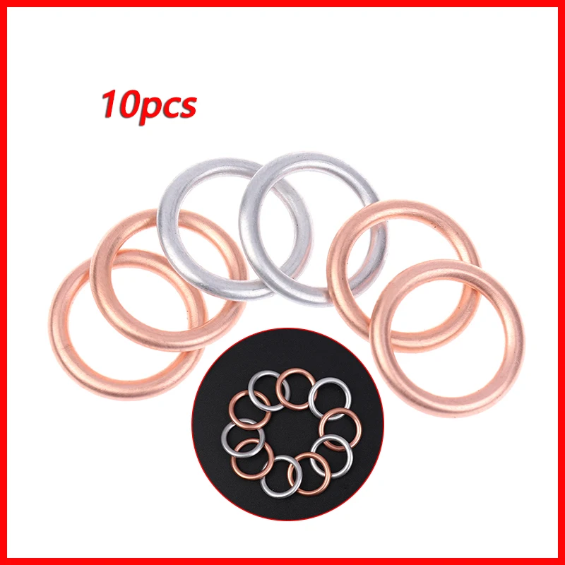 10pcs Car Oil Pan Drain Gasket Drainage Bolt Pad Aluminum/ Copper Oil Drain Plug Gasket Replaceable Accessories oil drain plug gasket