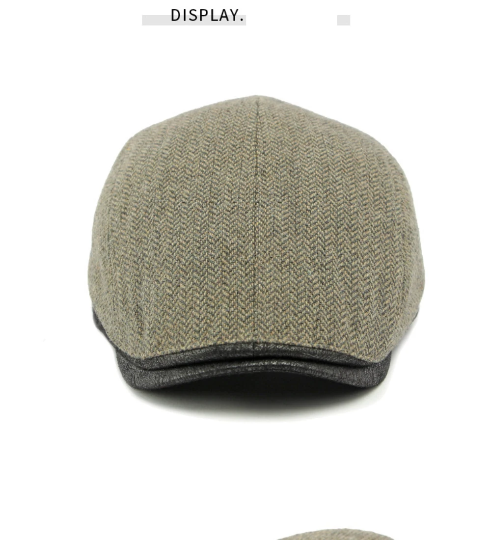 HT4958 Berets Männer Frauen Neue Herbst Winter Hut Gestreiften Wolle Baskenmütze Hut Männlich Weiblich Ivy Flache Kappe Einstellbare Fleece Gefüttert Baskenmütze Kappe – Detail 3