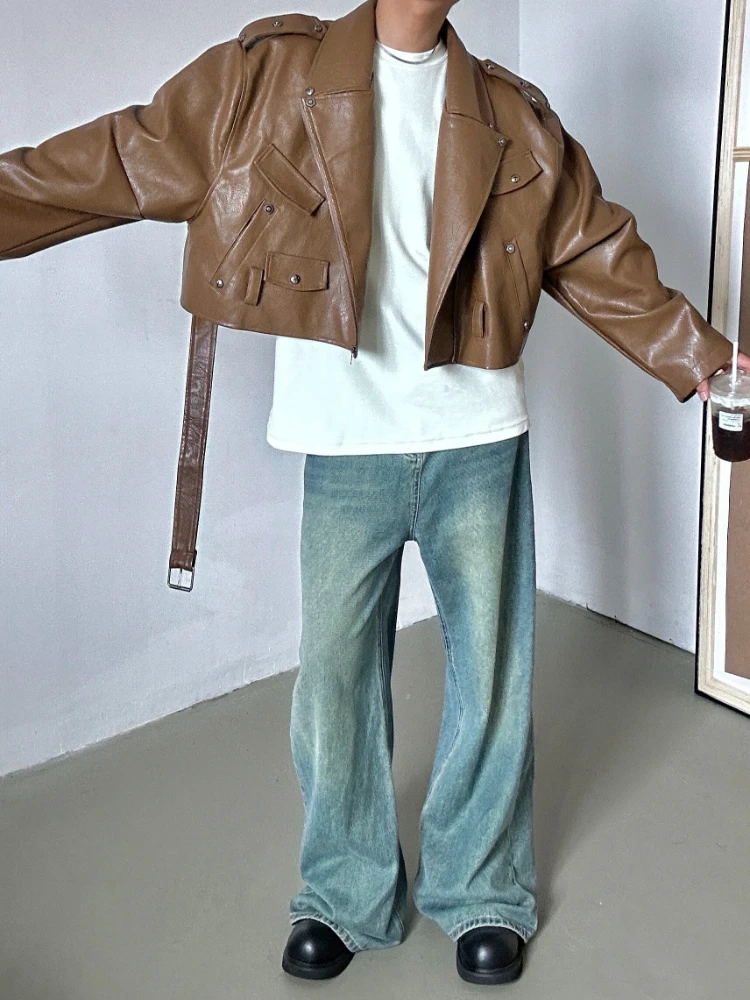 Autumn Jackets Stylish Moto Handsome Retro American Style Versatile Cropped Rivet Windproof Classic Workout Daily Solid Color 5