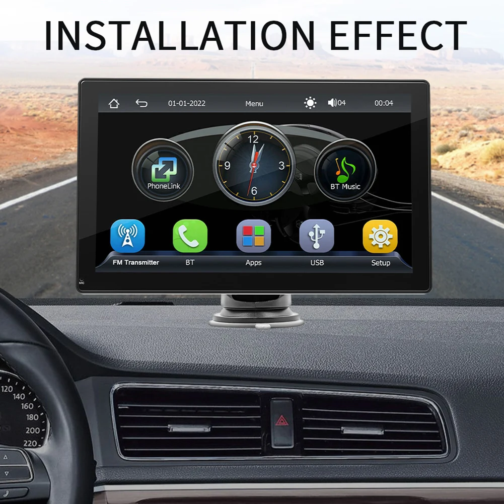

9-дюймовый беспроводной автомобильный радиоприемник, совместимый с Bluetooth, Carplay, Android, автомобильный беспроводной мультимедийный плеер, резервная камера, HD сенсорный экран