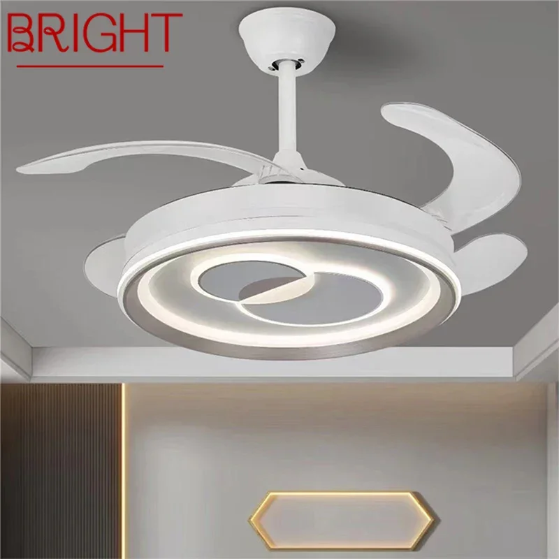

BRIGHT Modern Stealth Fan Light LED Living room Restaurant Bedroom Children's room Ceiling Fan Light Remote Electric Fan Light
