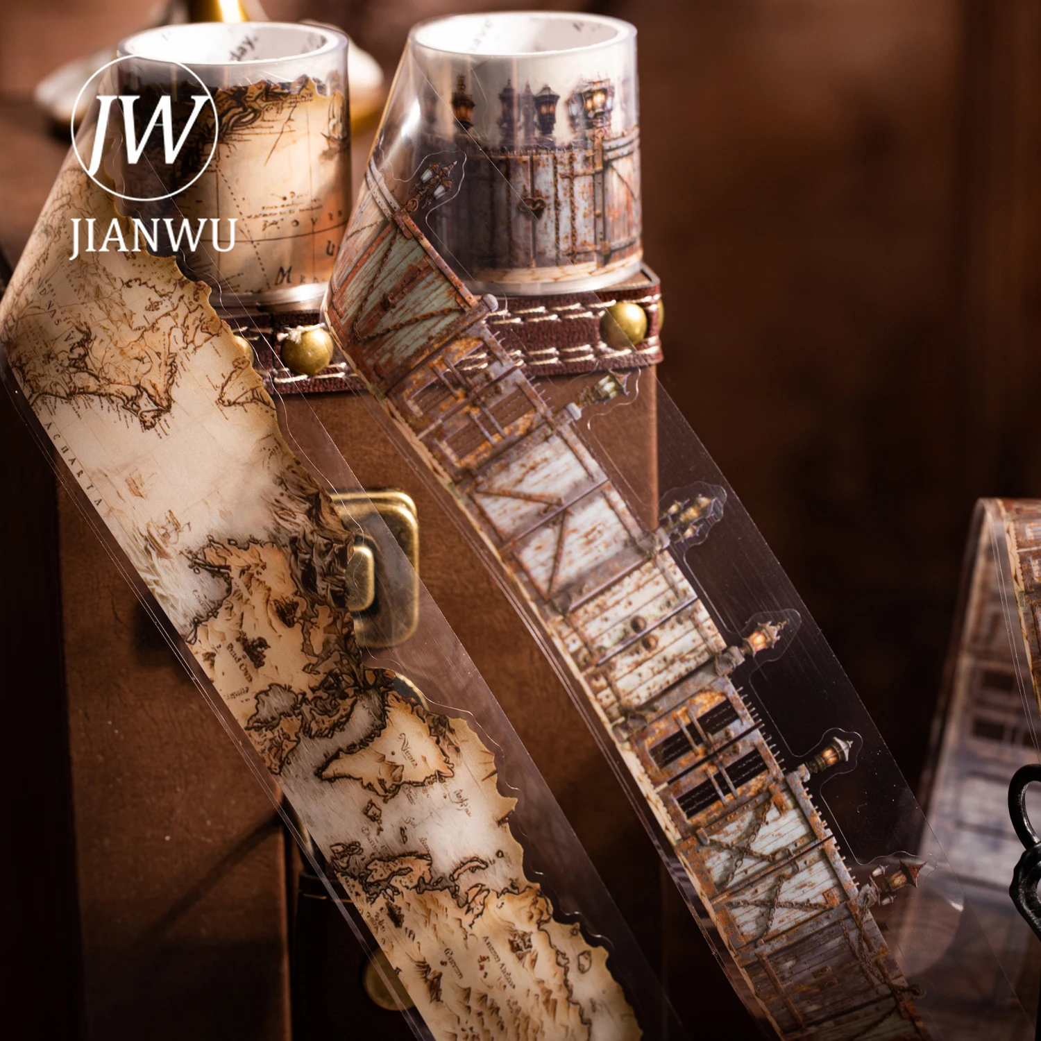 JIANWU 중세 여행 시리즈 빈티지 기사 성 풍경 소재 콜라주 PET 테이프 크리에이티브 저널 문구류