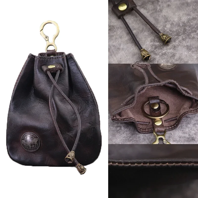 Dice Bag Artificial Leather Vintage Waist Bag Japanese Style Drawstring Pouch D&D MTG RPG Table Games Gift Coin Purse