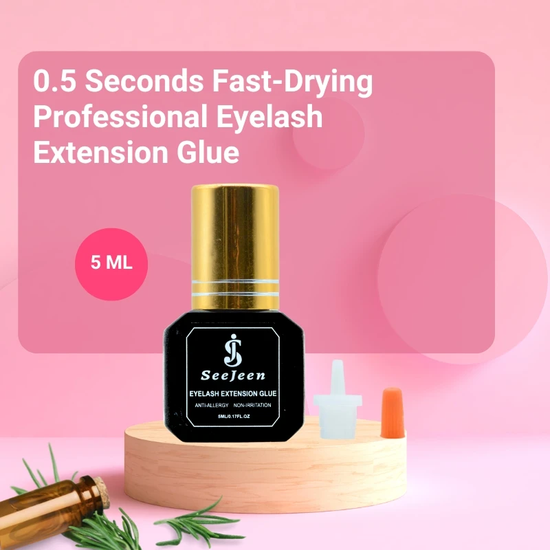 

SeeJeen Eyelash Extension Glue 0.5 Seconds Fast-drying Low Irritation 7-8 Weeks Long-Lasting Waterproof 5ml Lash Strong Adhesive