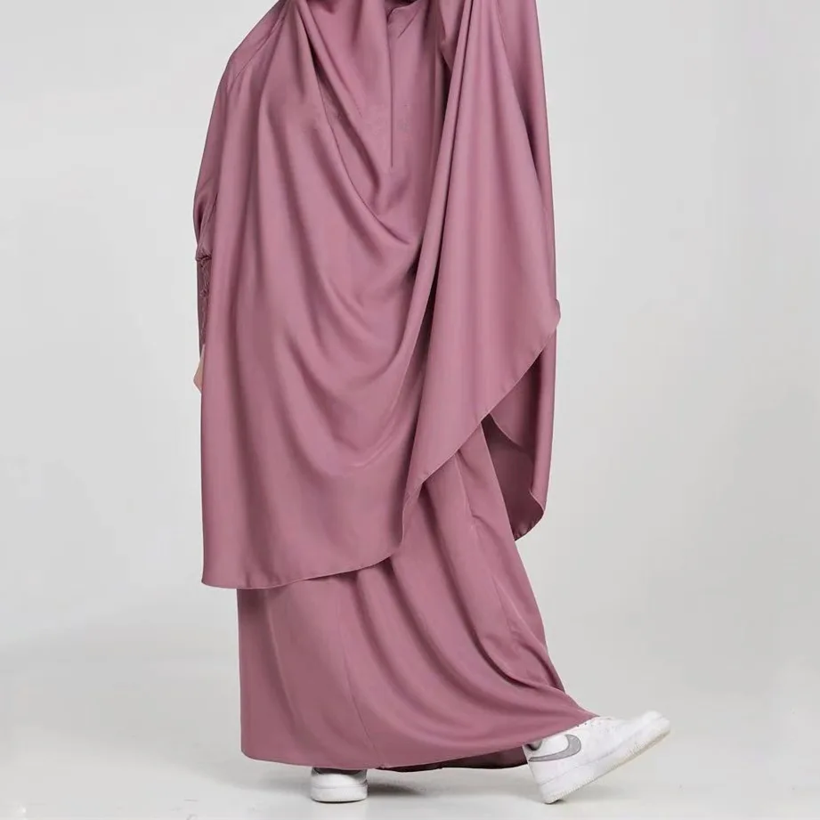 Eid Cappuccio Musulmano Preghiera Indumento Donna Abaya Jilbeb Hijab Abito 2 Pezzi Set Ramadan Abito Abayas Gonna Set Abiti Islamici Niqab
