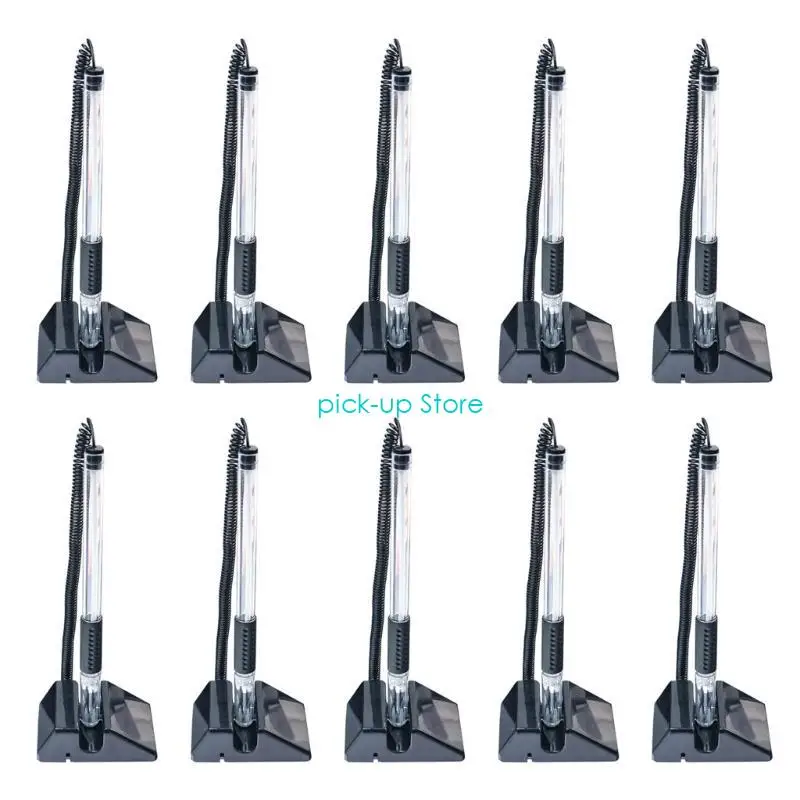 Q5WA 10Pcs 리셉션 카운터 펜 데스크탑 펜 검정 잉크 펜 책상, 접착 체인 및 보안 펜 홀더가있는 보안 펜