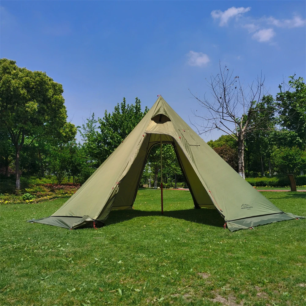

10.5' x 5.2' Camping Tent with Stove Jack Outdoor Teepee Tent for Family Camping Hiking Tent Waterproof Floor Mat option)
