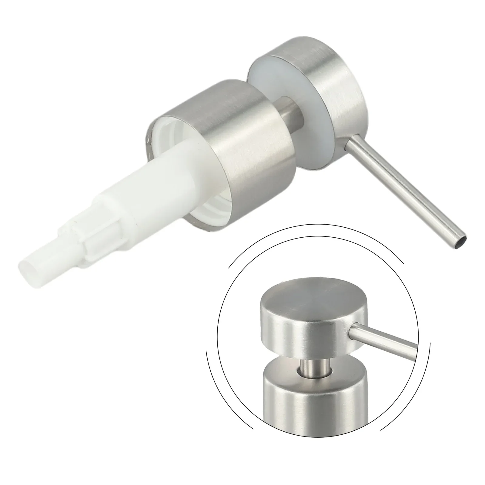 304 Stainless Steel Hand Liquid Soap Pump Dispenser Head Nozzle Fits 25mm Bottle Mouth Soap Shampoo Dispenser Accessories 6